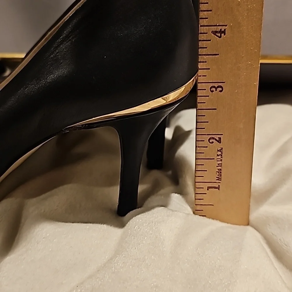 Louise etc Cie Lo-Nadia navy pumps with gold accents deep azure aspen calf